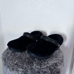 Black Fuzzy Crocs